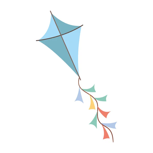 Blauw gekleurde Kite vliegen met witte achtergrond — Stockvector