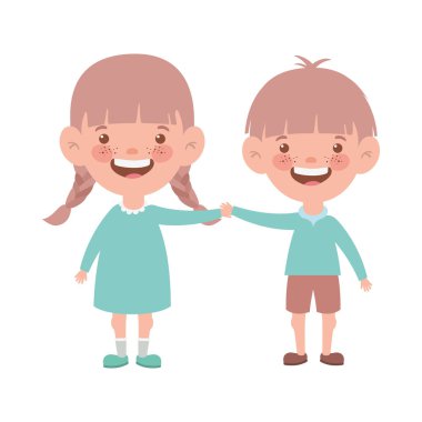 beyaz arka plan üzerinde gülümseyen çift bebek ayakta