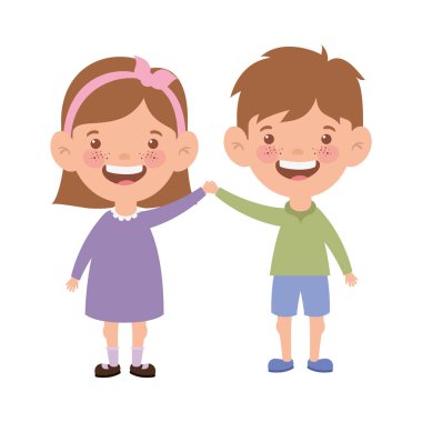beyaz arka plan üzerinde gülümseyen çift bebek ayakta