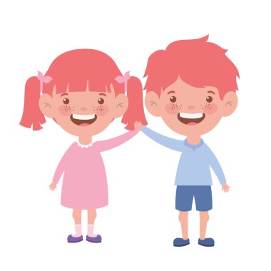 beyaz arka plan üzerinde gülümseyen çift bebek ayakta