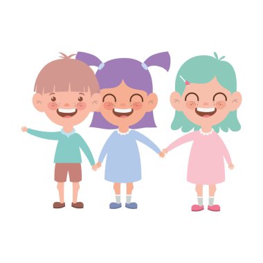 beyaz arka plan üzerinde gülümseyen duran bebek grubu