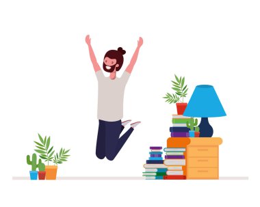 oturma odası karakteri genç adam dans