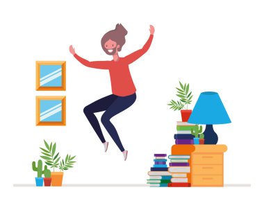 oturma odası karakteri genç adam dans