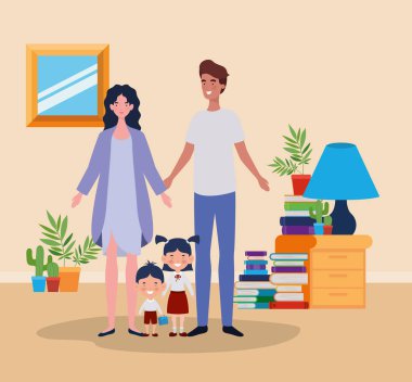 odada küçük öğrenci çocukları ile öğretmen çift