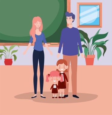 sınıfta küçük öğrenci çocukları ile öğretmen çift