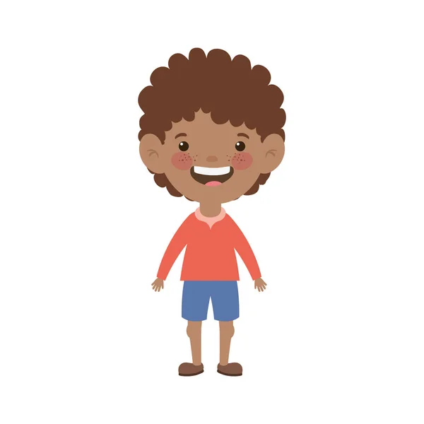 Chlapeček stojící s úsměvem na bílém pozadí — Stockový vektor