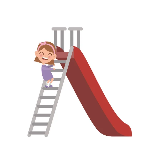 Baby flicka i Park av lek med Slide — Stock vektor