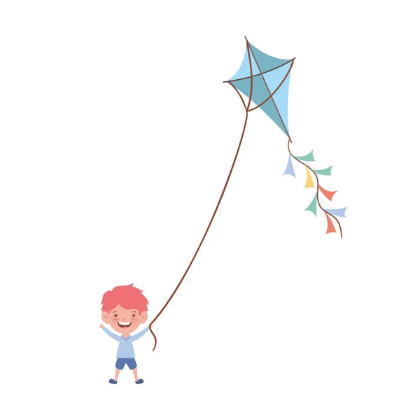 Baby jongen staand met Kite in de hand — Stockvector