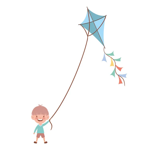 Baby boy standing with kite in the hand — Stock Vector