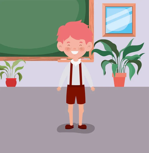 Pequeño estudiante en el aula — Vector de stock