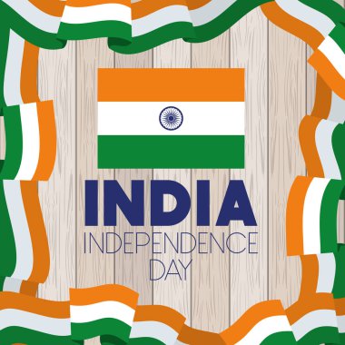 ahşap arka plan ile bağımsızlık günü hint bayrağı