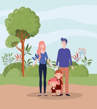 manzara küçük öğrenci çocukları ile öğretmen çift