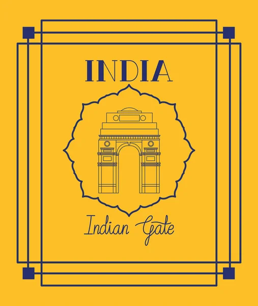 Templo de la puerta india con marco de fondo — Vector de stock