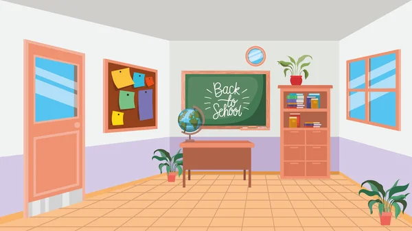 Klassrum skola med svarta tavlan scen — Stock vektor