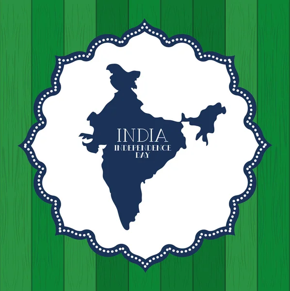 Spitze mit indischer Landkarte zum Unabhängigkeitstag — Stockvektor