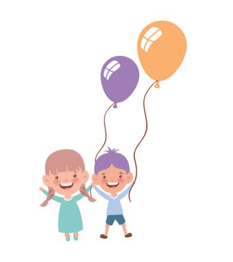 elinde helyum balonu ile gülümseyen çift bebek