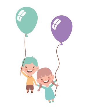 elinde helyum balonu ile gülümseyen çift bebek