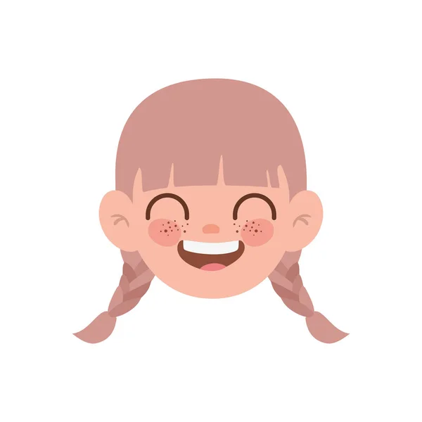 Cabeza de niña sonriendo con fondo blanco — Vector de stock