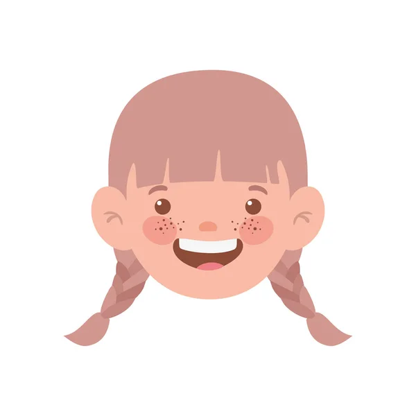Hoofd van baby meisje glimlachend met witte achtergrond — Stockvector