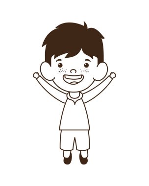 beyaz arka plan üzerinde gülümseyen duran erkek bebek silueti