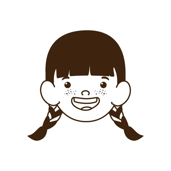 Silueta de la cabeza de la niña sonriendo — Vector de stock