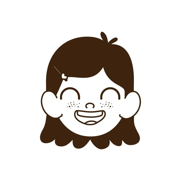 Silueta de la cabeza de la niña sonriendo — Vector de stock