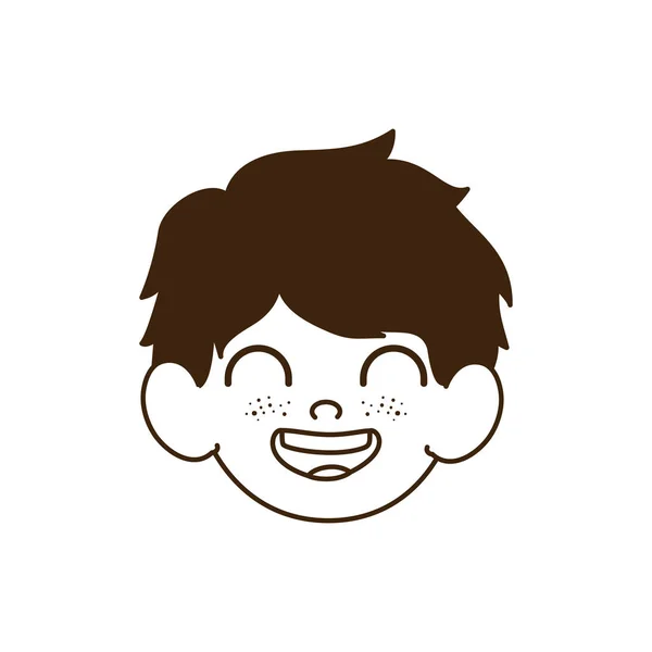 Silueta de la cabeza del niño sonriendo — Vector de stock