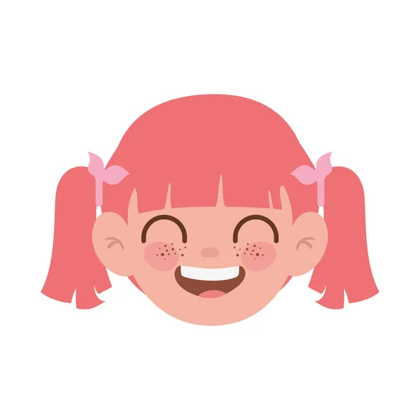 Cabeza de niña sonriendo con fondo blanco — Vector de stock