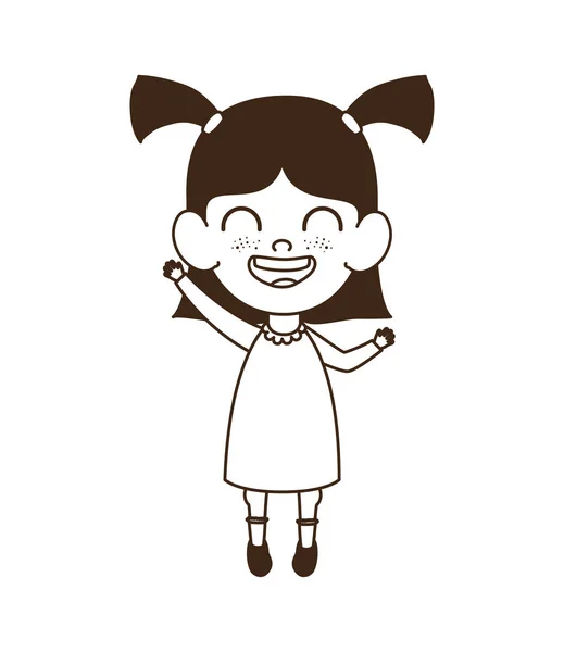 Silueta de bebé niña de pie sonriendo sobre fondo blanco — Vector de stock