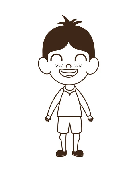 Silhouette di bambino ragazzo in piedi sorridente su sfondo bianco — Vettoriale Stock