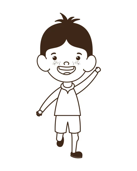 Silhouette di bambino ragazzo in piedi sorridente su sfondo bianco — Vettoriale Stock
