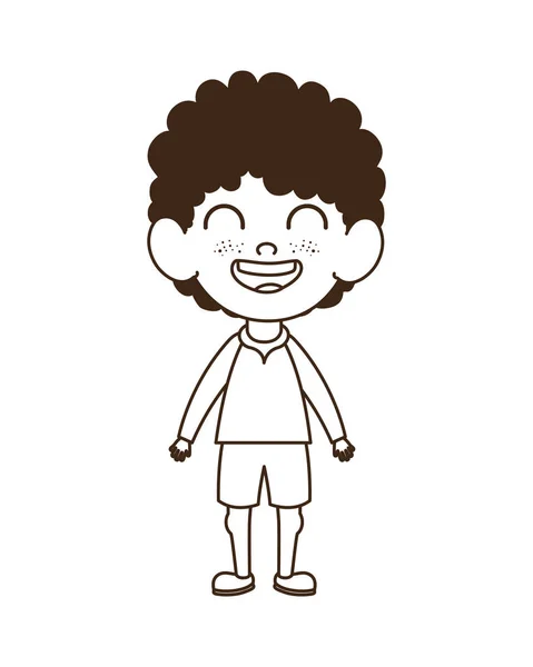 男婴站在白色背景上微笑的剪影 — 图库矢量图片