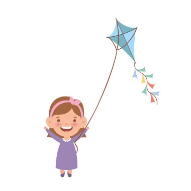 elinde uçurtma ile duran bebek kız