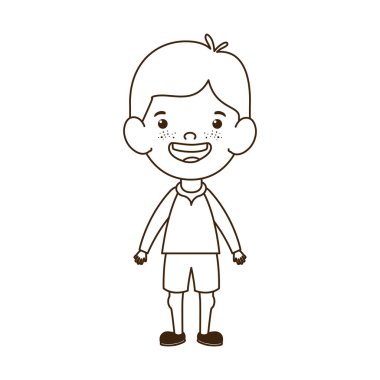 beyaz arka plan üzerinde gülümseyen duran erkek bebek silueti