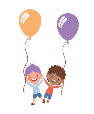 elinde helyum balonları ile gülümseyen bebek erkek