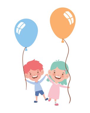 elinde helyum balonu ile gülümseyen çift bebek