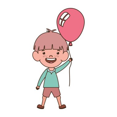 elinde helyum balonu ile gülümseyen bebek çocuk