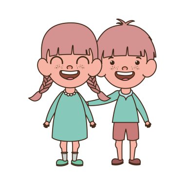 beyaz arka plan üzerinde gülümseyen çift bebek ayakta