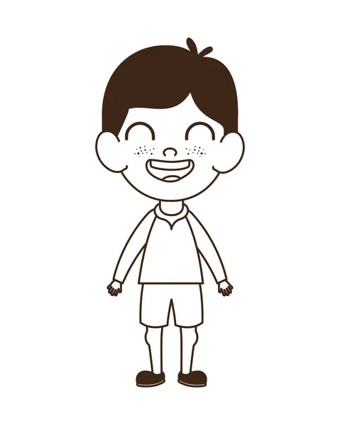 Silhouette de bébé garçon debout souriant sur fond blanc — Image vectorielle