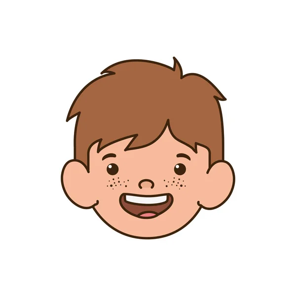 Cabeça de menino sorrindo com fundo branco — Vetor de Stock