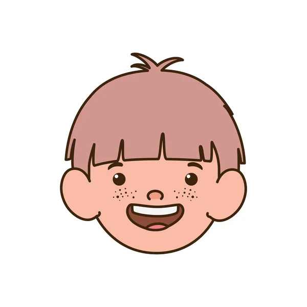 Kopf des kleinen Jungen lächelt mit weißem Hintergrund — Stockvektor