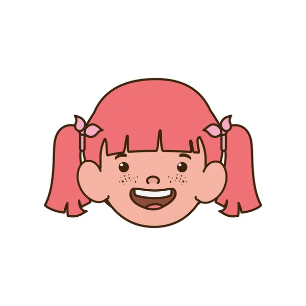 Kopf des kleinen Mädchens lächelt mit weißem Hintergrund — Stockvektor