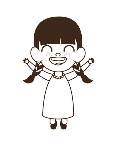 女婴的剪影站在白色背景上微笑 — 图库矢量图片
