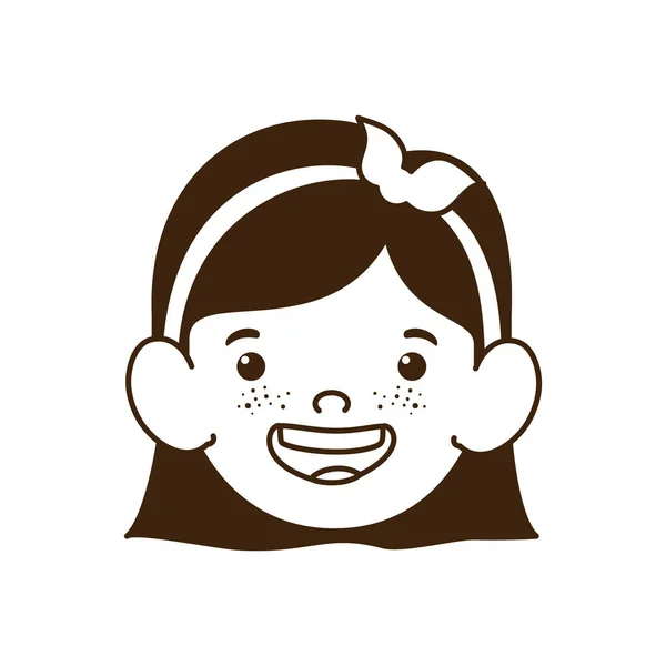 Silhueta de cabeça de bebê menina sorrindo — Vetor de Stock