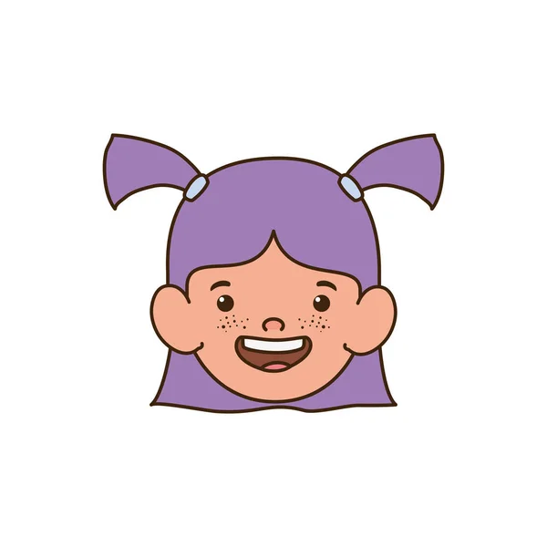 Cabeza de niña sonriendo con fondo blanco — Vector de stock