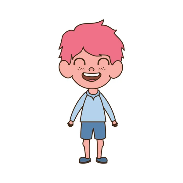 Bebé niño de pie sonriendo sobre fondo blanco — Vector de stock