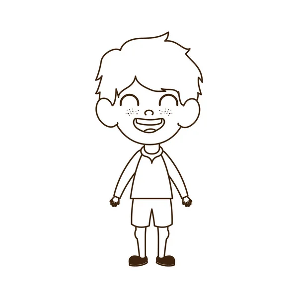 Σιλουέτα του μωρού αγόρι που στέκεται χαμογελαστός σε λευκό φόντο — Διανυσματικό Αρχείο