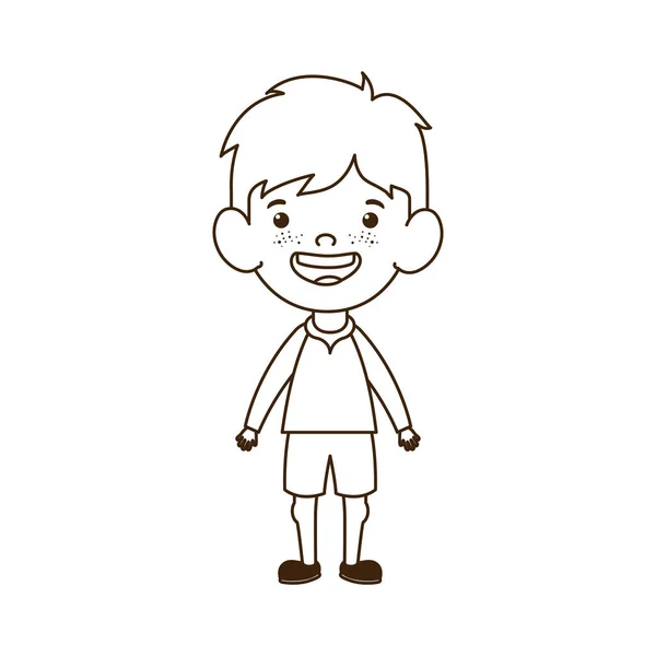Σιλουέτα του μωρού αγόρι που στέκεται χαμογελαστός σε λευκό φόντο — Διανυσματικό Αρχείο
