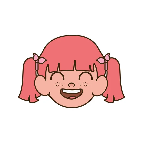 Cabeza de niña sonriendo con fondo blanco — Vector de stock