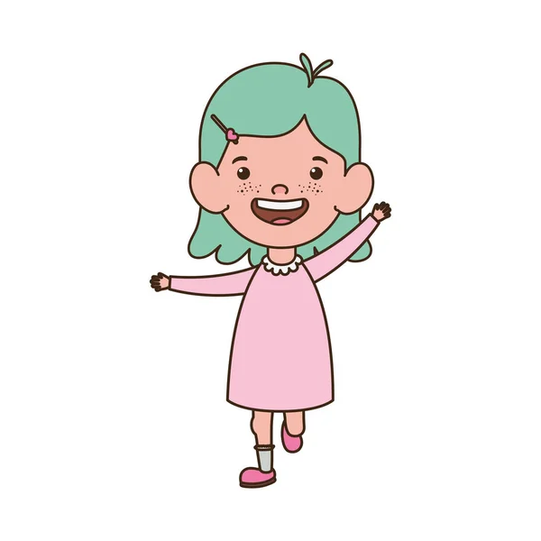 Bebé niña de pie sonriendo sobre fondo blanco — Vector de stock